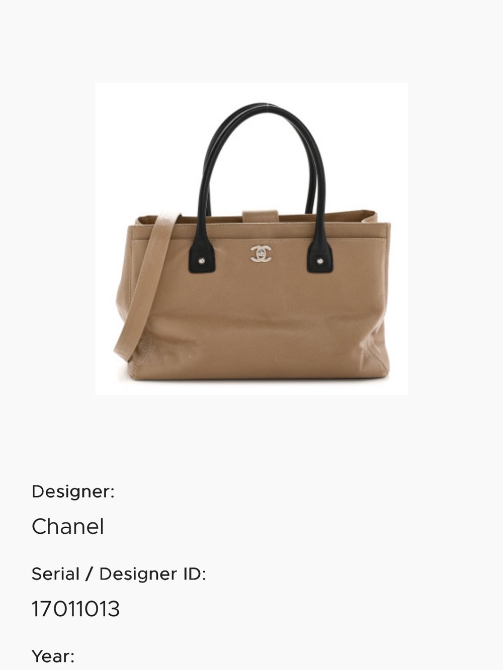 Chanel CERF Beige and Black Leather Tote Bag
